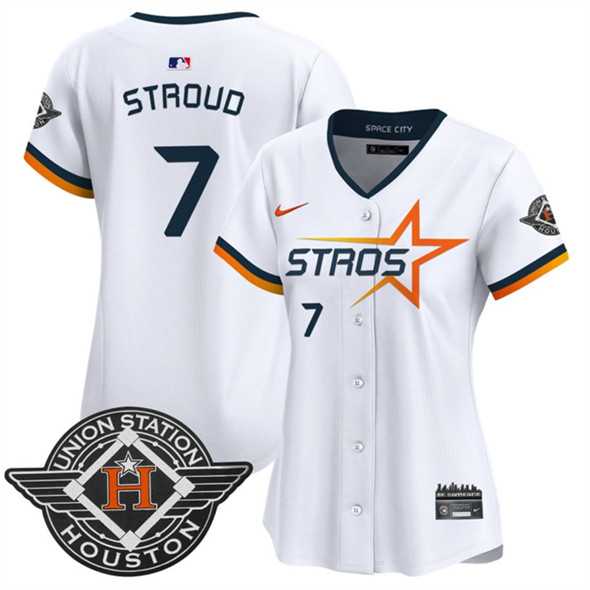 Women%27s Houston Astros #7 C.J. Stroud White 2025 City Connect Limited Stitched Jersey Dzhi